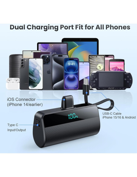 Cargador Portátil Mini 5500mAh Dongguan con Cable USB-C 20W