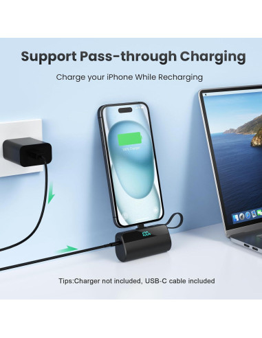 Cargador Portátil Mini 5500mAh Dongguan con Cable USB-C 20W