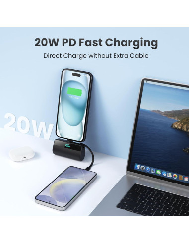 Cargador Portátil Mini 5500mAh Dongguan con Cable USB-C 20W