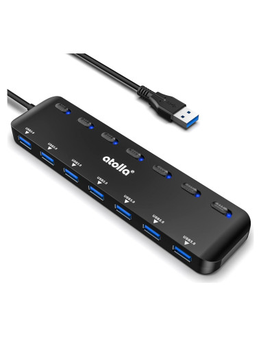 Hub USB 3.0 Atolla 7 Puertos con Interruptores y LED