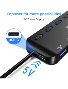 Hub USB 3.0 Atolla 7 Puertos con Interruptores y LED 2
