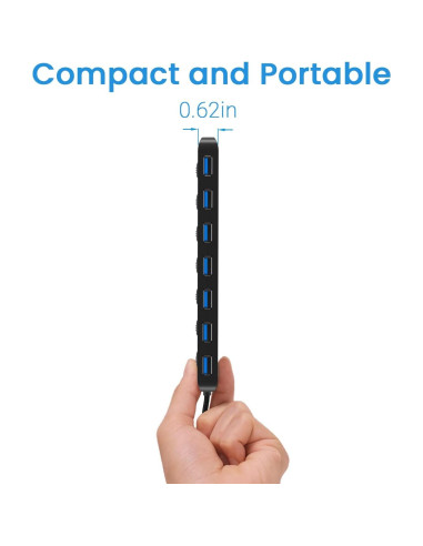 Hub USB 3.0 Atolla 7 Puertos con Interruptores y LED