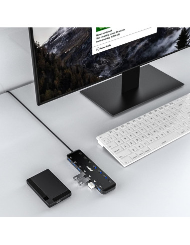 Hub USB 3.0 Atolla 7 Puertos con Interruptores y LED