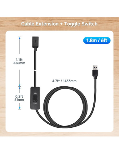 Cable de Extensión USB 3.0 Cable Matters 1.83 m con Interruptor