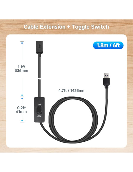 Cable de Extensión USB 3.0 Cable Matters 1.83 m con Interruptor