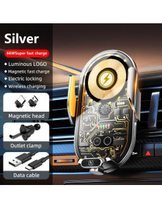 Cargador Inalámbrico Rápido para Auto Hycron C23 15W 2