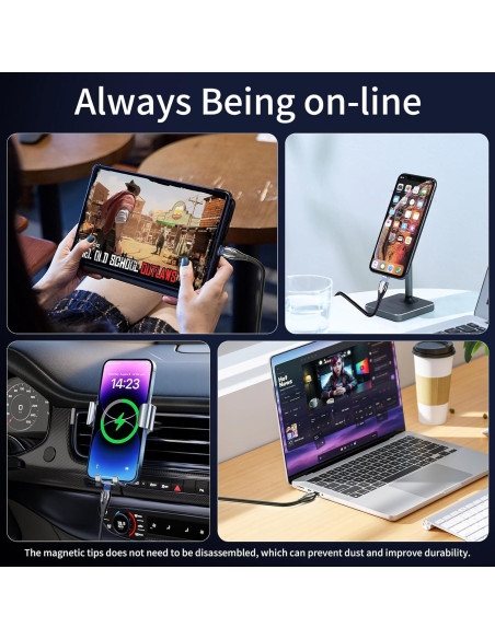 Cable de Carga Magnético 100W USB C y Lightning 2 en 1 - 3 Pack