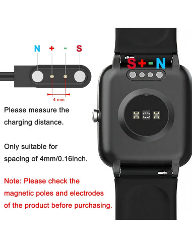 Cargador USB Magnético Meliya para Reloj Gloryfit T80 T70 T60 T50 P99 P98 1m + 1m