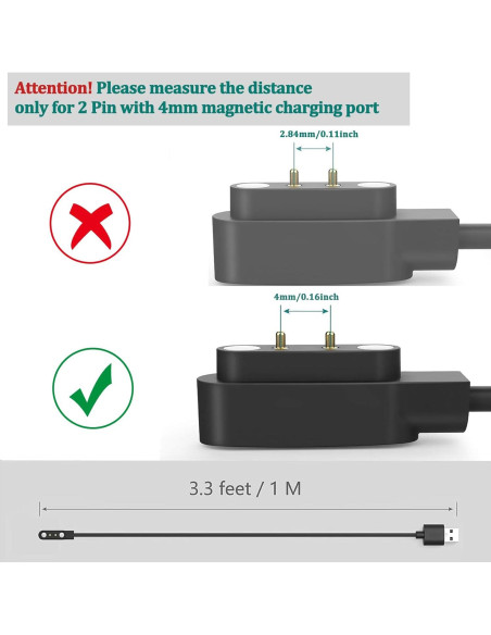 Cargador USB Magnético Meliya para Reloj Gloryfit T80 T70 T60 T50 P99 P98 1m + 1m