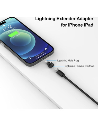 Adaptador Extensor de Cargador Lightning MFi para iPhone - 2 Pzs