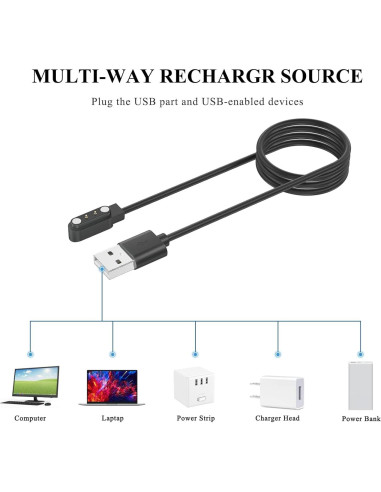 Cargador USB Magnético Meliya para Reloj Gloryfit T80 T70 T60 T50 P99 P98 1m + 1m