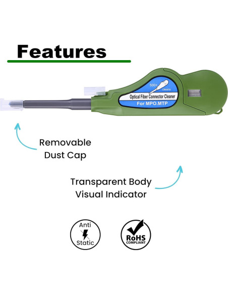 Limpiador de fibra óptica NewMainOne N-111 500 limpiezas Verde Limpiador de fibra óptica NewMainOne N-111 500 limpiezas Verde