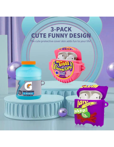 3 Fundas Protectores Silicona YIPINJIA para AirPods 1/2 Kawaii