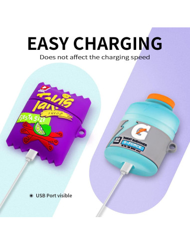 3 Fundas Protectores Silicona YIPINJIA para AirPods 1/2 Kawaii