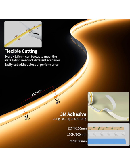 Cinta LED COB PAUTIX 6.1m 3087 LEDs Blanco Cálido 2700K