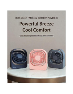 Ventilador Silencioso de Escritorio Mottinhill Rosa 360 3 Velocidades 2