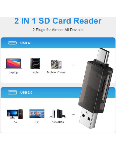 Lector de Tarjetas SD y Micro SD USB C REPIND 2 en 1