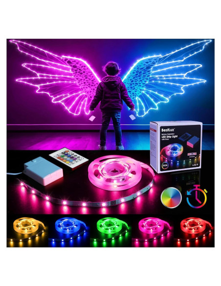 Luces de tira LED a pilas BestLuz 2m RGB con control remoto