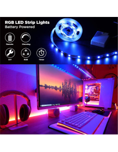 Luces de tira LED a pilas BestLuz 2m RGB con control remoto 2