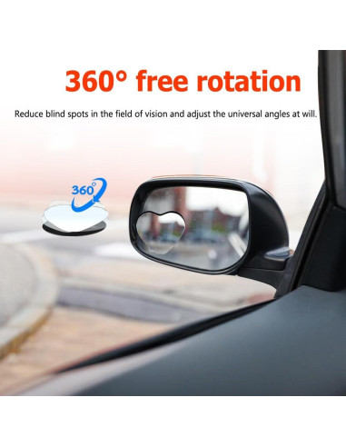 Espejo de Punto Ciego QKWL Corazón 2PCS Universal 5.8cm