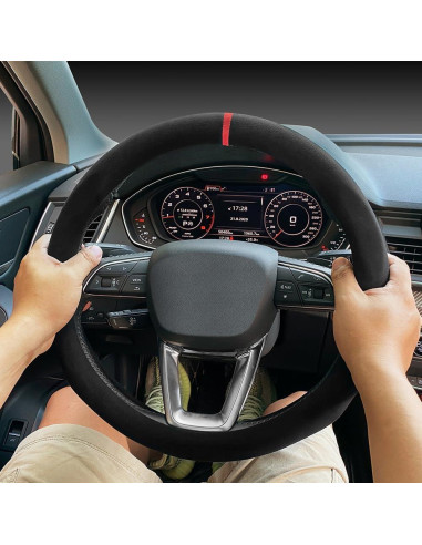 Cubierta de Volante Carodi 15" Suede Antideslizante Negra