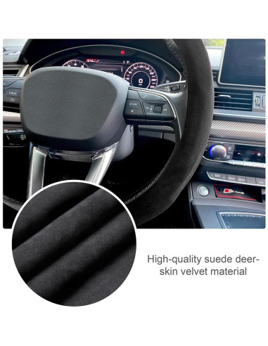 Cubierta de Volante Carodi 15" Suede Antideslizante Negra