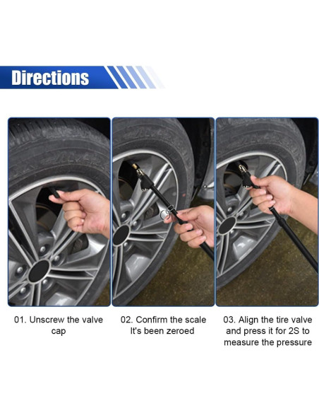 Medidor de Presión de Neumáticos LHDOS Doble Cabeza 10-150 PSI