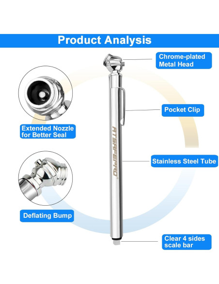 Medidor de Presión de Neumáticos ATsafepro (Paquete de 10)