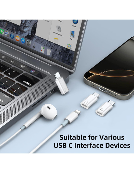 Paquete de 3 Adaptadores de Audio USB C a Lightning Jadebones Paquete de 3 Adaptadores de Audio USB C a Lightning Jadebones