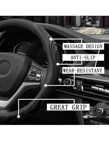 Cubierta de Volante de Cuero Osilly 15 Pulgadas Antideslizante