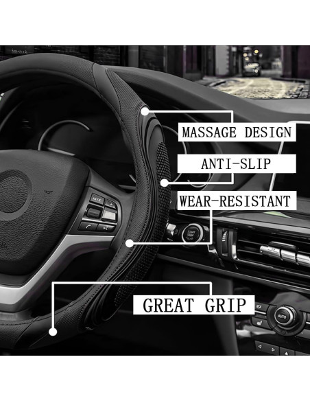 Cubierta de Volante de Cuero Osilly 15 Pulgadas Antideslizante