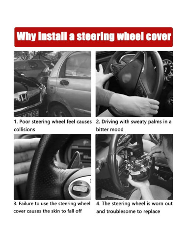 Cubierta de Volante de Cuero Osilly 15 Pulgadas Antideslizante