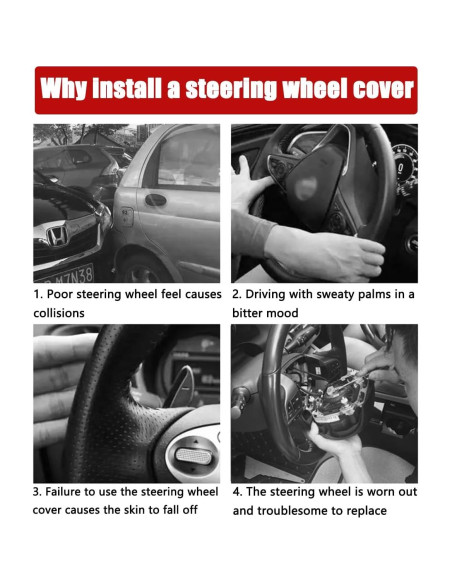 Cubierta de Volante de Cuero Osilly 15 Pulgadas Antideslizante