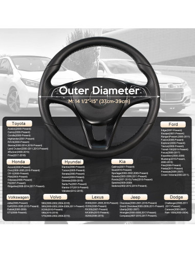 Cubierta de Volante SEG Direct Universal Cuero Microfibra 36.8-38.1 cm