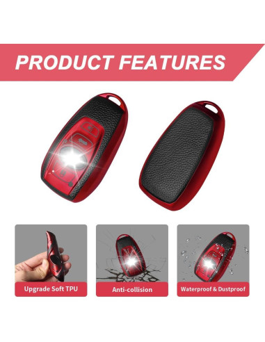 Funda de Llave QBUC para Subaru 4 Botones TPU Rojo