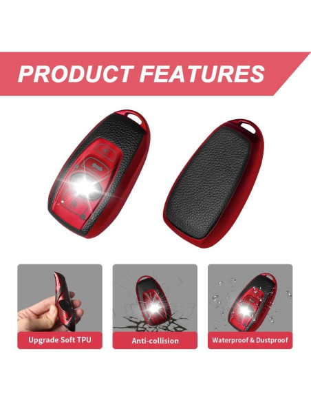 Funda de Llave QBUC para Subaru 4 Botones TPU Rojo