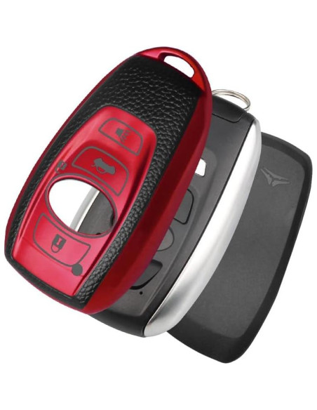 Funda de Llave QBUC para Subaru 4 Botones TPU Rojo