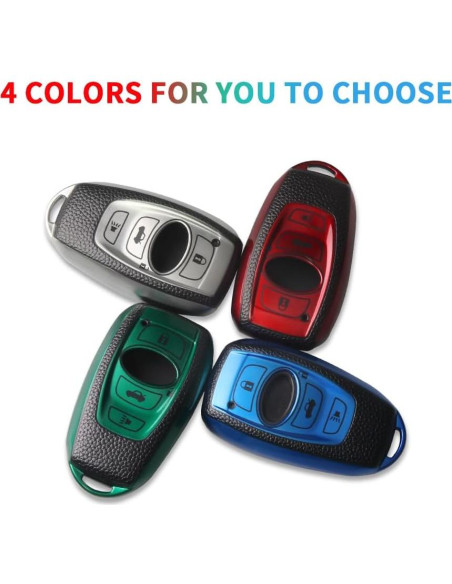 Funda de Llave QBUC para Subaru 4 Botones TPU Rojo