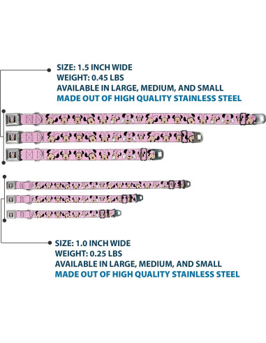 Collar para Perro Buckle-Down Minnie Mouse Rosa 3.81 cm Ancho