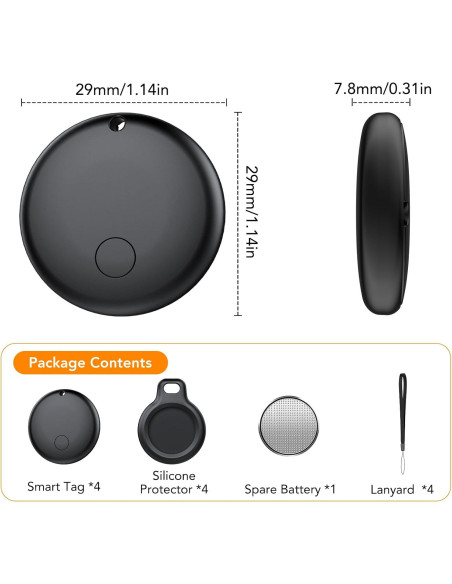Etiquetas de Rastreo Bluetooth Ajblg - Paquete de 4, Android