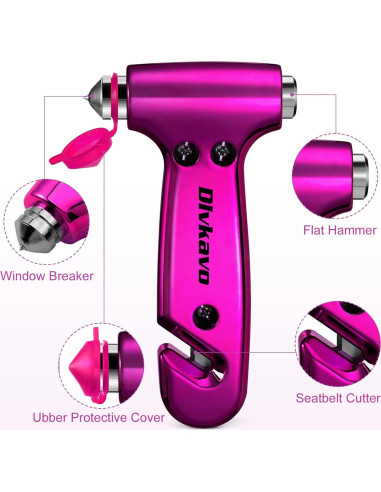 Martillo de Seguridad Dlvkavo para Automóvil 3 en 1 Rosa