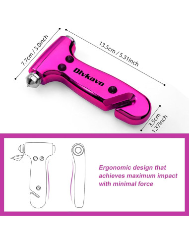 Martillo de Seguridad Dlvkavo para Automóvil 3 en 1 Rosa