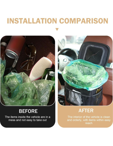 Basurero de Coche Zikefest Negro Plegable a Prueba de Agua