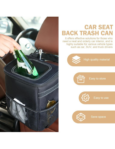 Basurero de Coche Zikefest Negro Plegable a Prueba de Agua