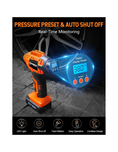 Compresor de Aire Portátil WORKSITE WCAP115D 12V Sin Cable