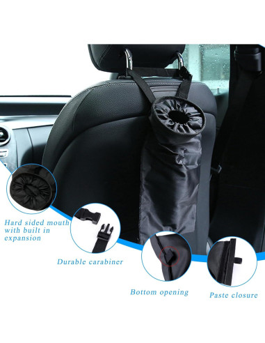 Basurero de Coche Augeny Plegable Negro 2PCS 7.57L