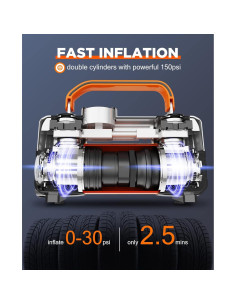 Compresor de Aire UUP 12V Doble Cilindro 150PSI Portátil 2