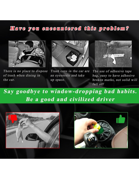 Basurero de Coche Augeny Plegable Negro 2PCS 7.57L