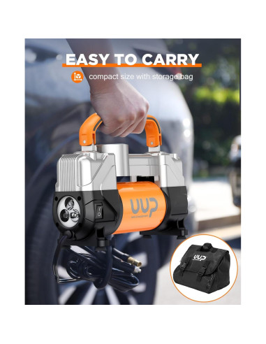 Compresor de Aire UUP 12V Doble Cilindro 150PSI Portátil