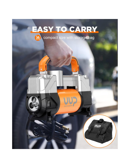Compresor de Aire UUP 12V Doble Cilindro 150PSI Portátil